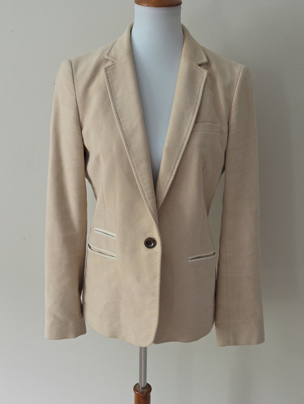 Massimo Dutti Tailored Beige Single-Button Blazer